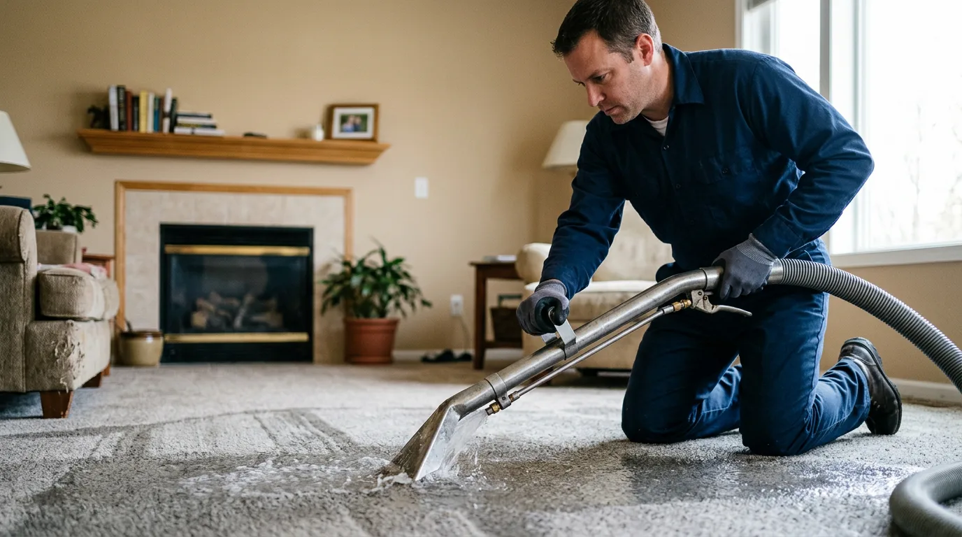 Water damage restoration technician working near Gorham, NH